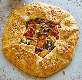 Roasted ratatouille tart with goat cheese and mint