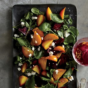 Roasted red and golden beet salad
