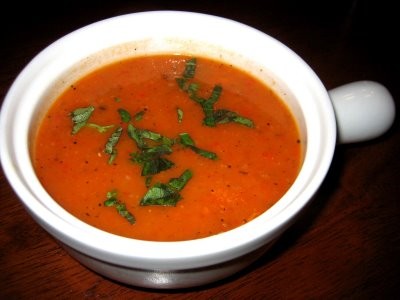 Roasted red and yellow pepper soup