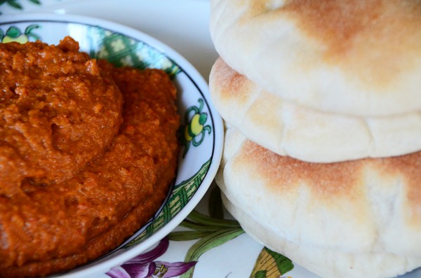 Roasted red bell pepper-walnut dip (Muhamarra)