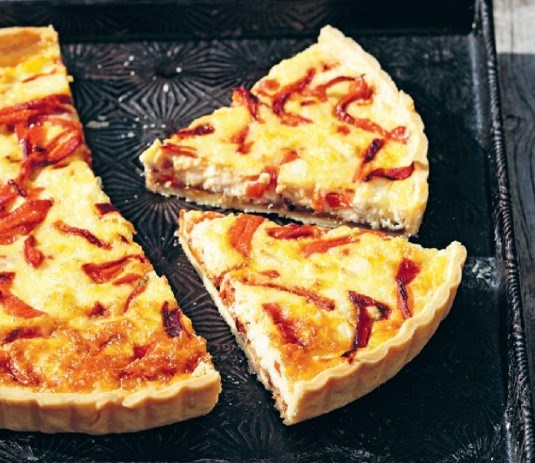 Roasted red capsicum and feta tart