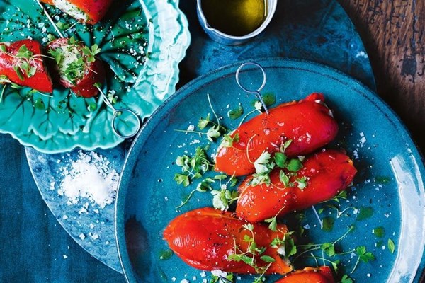 Roasted red capsicum stuffed with brandade