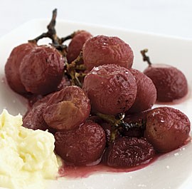 Roasted red grapes with mascarpone and rum