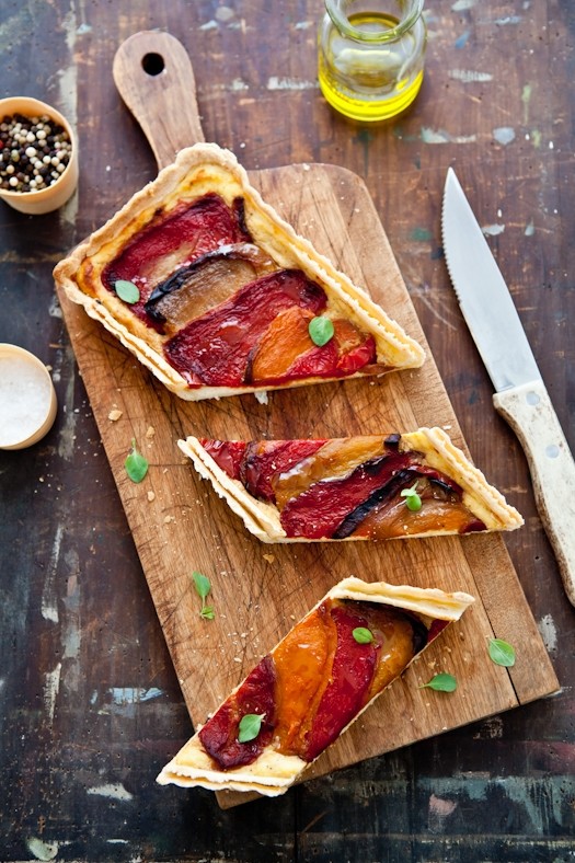 Roasted red pepper & ricotta tart