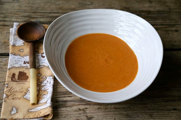 Roasted red pepper and chestnut soup