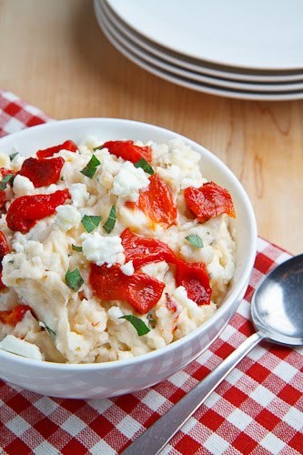 Roasted red pepper and feta mashed potatoes