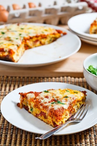 Roasted red pepper and Italian sausage frittata