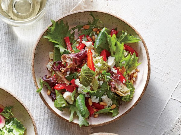Roasted red pepper and pine nut salad