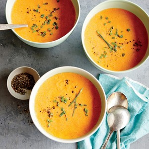 Roasted red pepper and ricotta soup