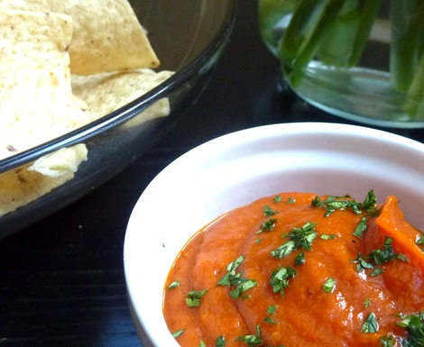 Roasted red pepper dip with cumin, lime and coconut milk