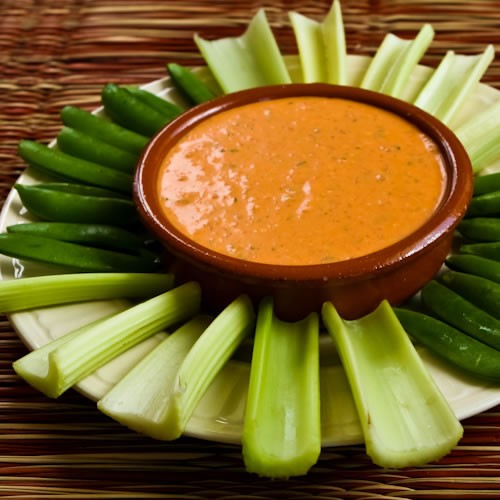 Roasted red pepper dip with feta and mint