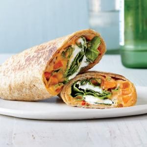 Roasted red pepper hummus veggie wraps