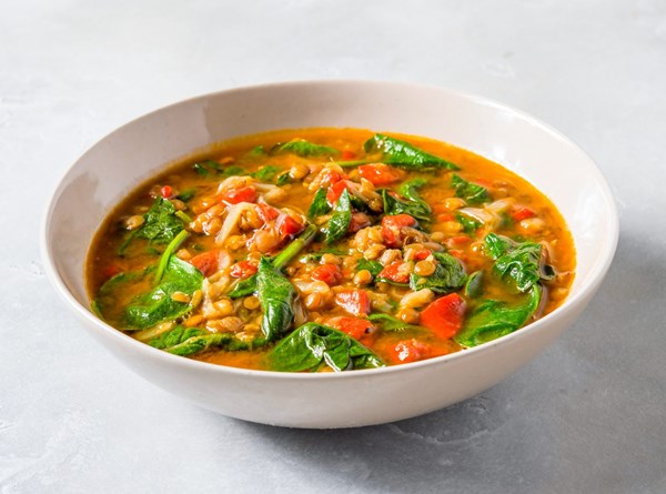 Roasted red pepper lentil soup