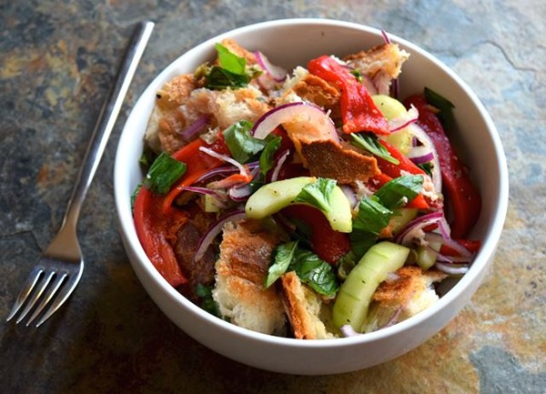 Roasted red pepper panzanella