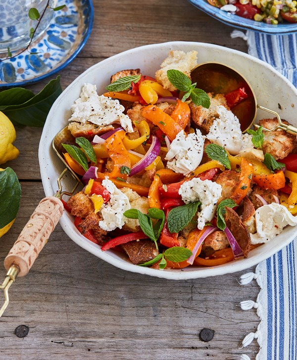Roasted red pepper panzanella