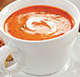 Roasted red pepper soup with smoked paprika and cilantro cream