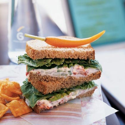 Roasted red pepper spread sandwiches