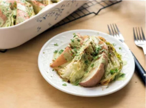 Roasted red potatoes and cabbage