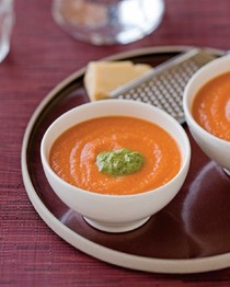 Roasted red Roma tomato soup
