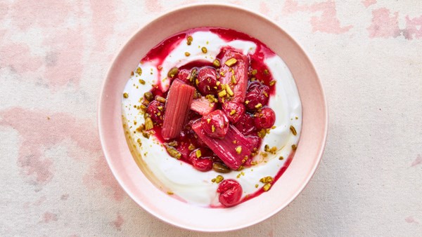 Roasted rhubarb-and-sour-cherry compote
