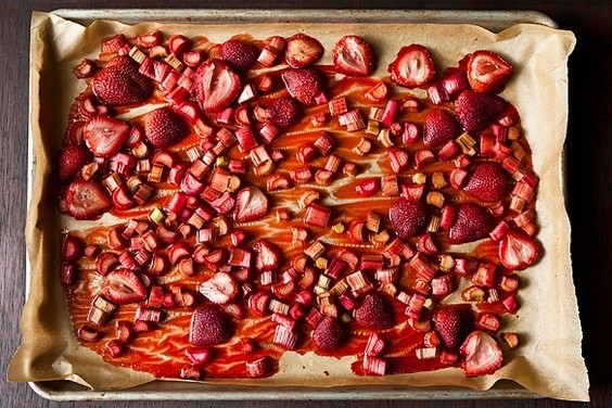 Roasted rhubarb and strawberries