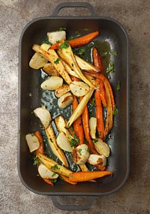 Roasted root vegetable salad with orange gremolata