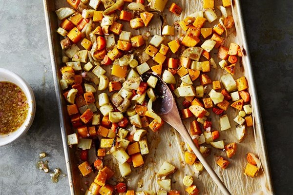 Roasted root vegetables with cider vinaigrette