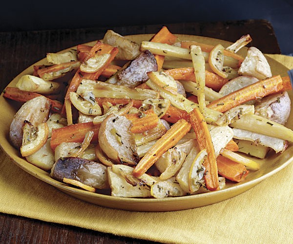 Roasted root vegetables with Meyer lemon