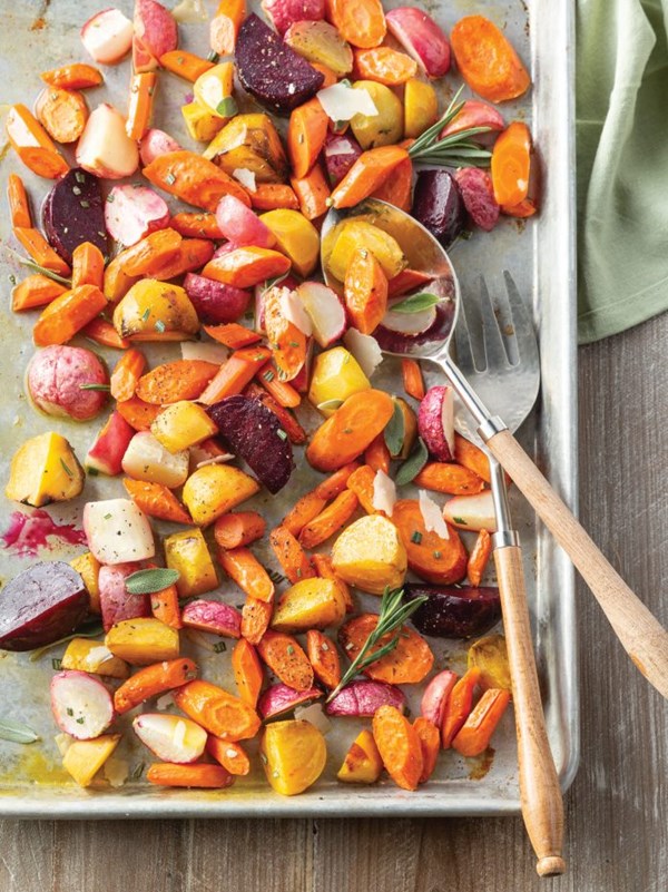 Roasted root vegetables with Parmesan