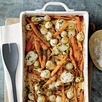 Roasted root vegetables with sorghum and cider
