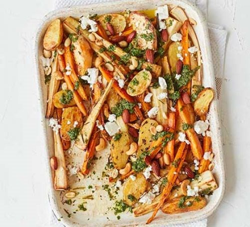 Roasted roots traybake