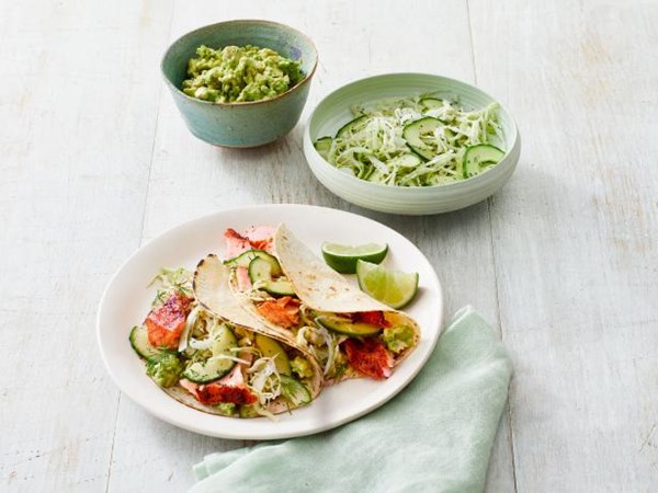 Roasted salmon tacos