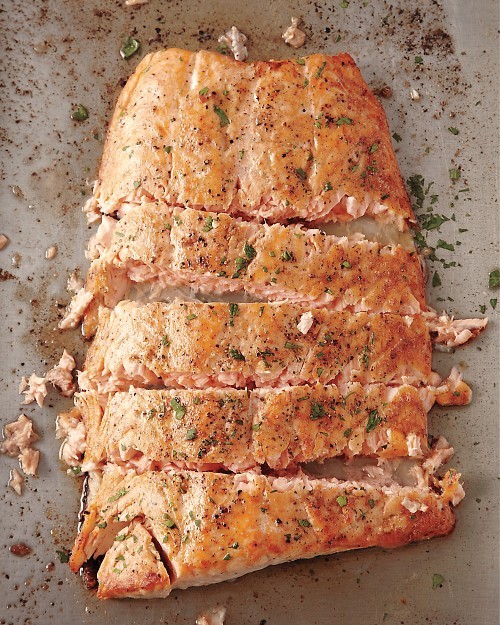 Roasted salmon with butter