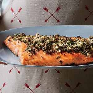 Roasted salmon with dill, capers, and horseradish