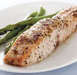 Roasted salmon with mustard and tarragon