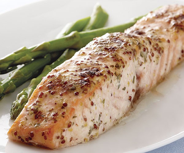 Roasted salmon with mustard and tarragon