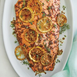 Roasted salmon with thyme and honey-mustard glaze
