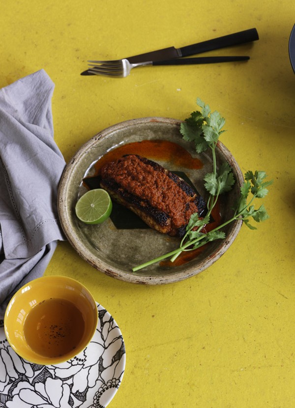 Roasted sambal barramundi
