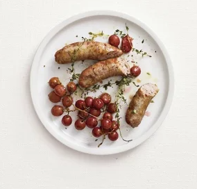 Roasted sausage and grapes