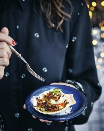 Roasted scallops with pancetta and hazelnuts