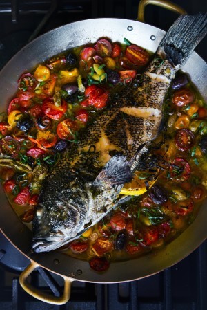 Roasted sea bass Provençal