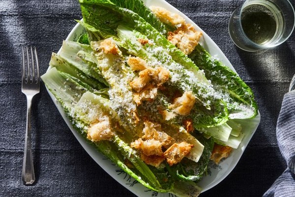  Roasted seaweed Caesar salad with anchovy croutons 