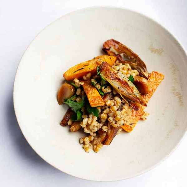 Roasted shallots, swede and pearl barley
