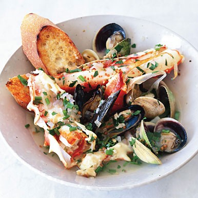 Roasted shellfish with coriander, fennel, and Meyer lemon