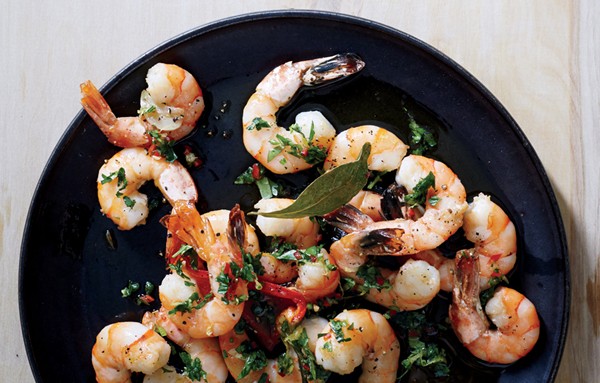 Roasted shrimp with chile gremolata