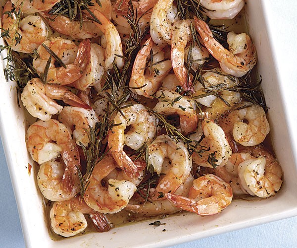 Roasted shrimp with rosemary and thyme