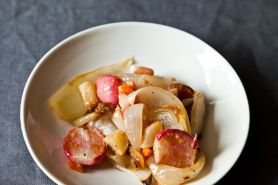 Roasted spring root vegetables with horseradish-thyme butter