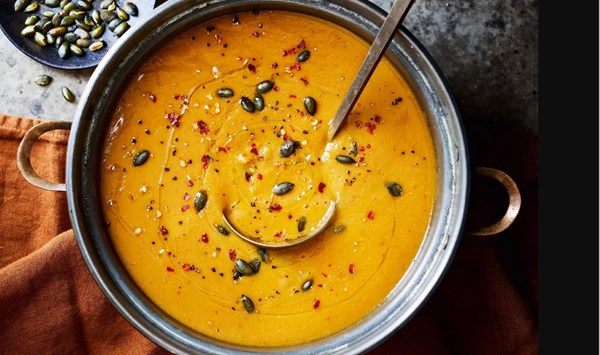 Roasted squash & chickpea soup