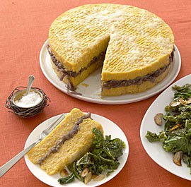 Roasted squash and polenta torta with red onion marmalade
