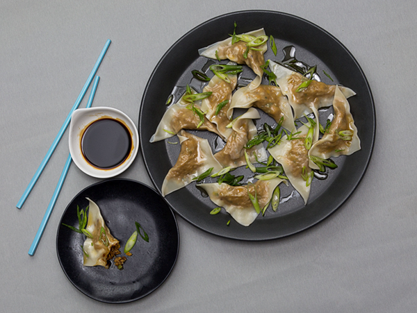 Roasted squash and pork dumplings